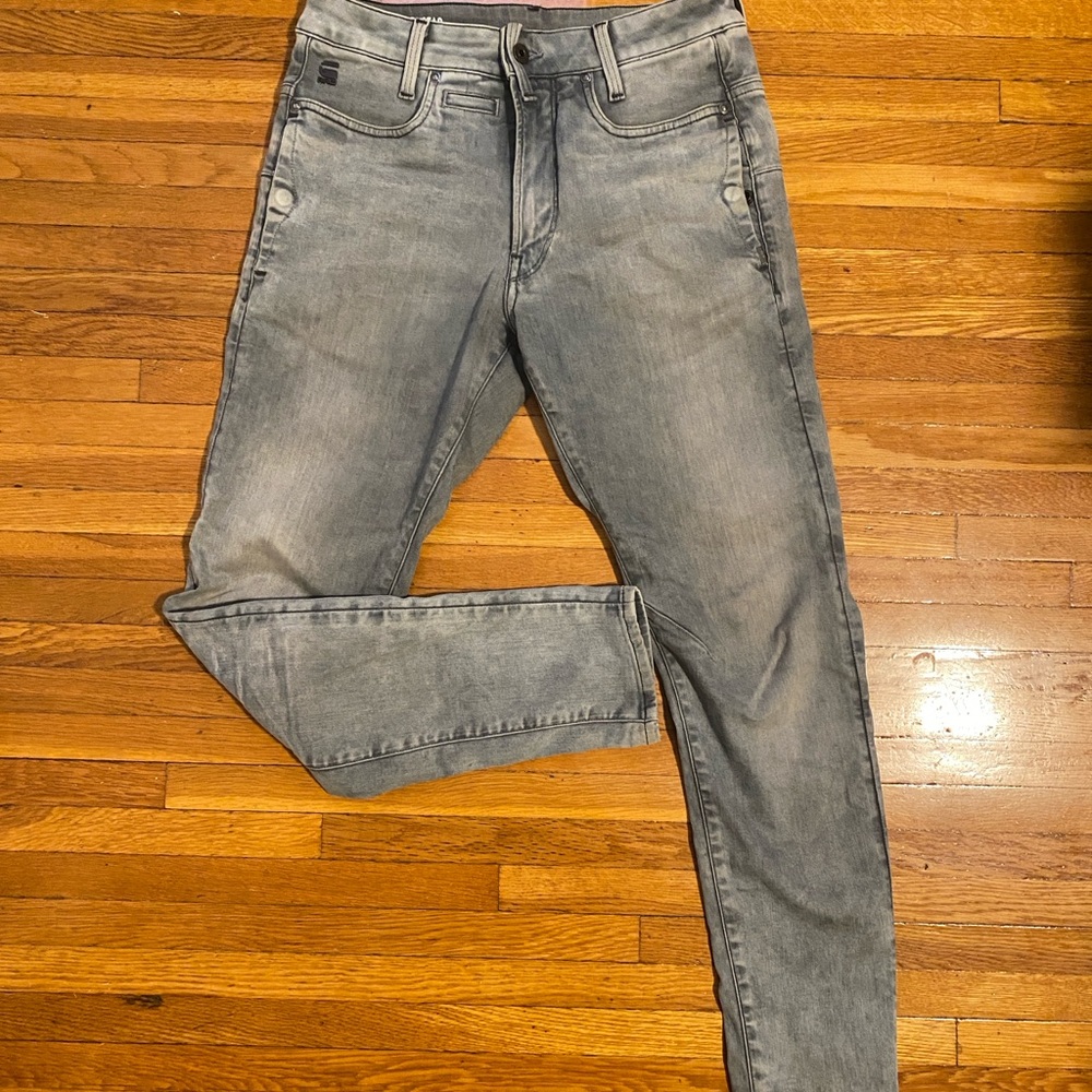 G-Star Gray 3D Skinny Fit Jeans with Faded Effect